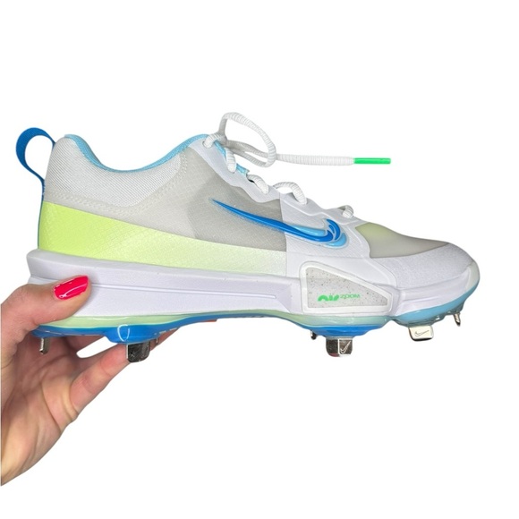 NWOB Nike Force Mens Trout 9 Pro White Barely Volt Size 8 Athletic Sporty Cleats - Picture 1 of 10